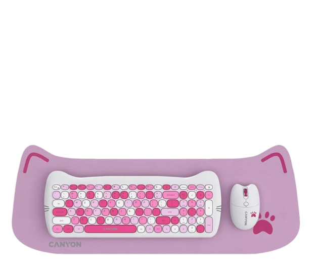 CANYON Zestaw klawiatura i mysz HSET-W6 Pink z podkładką CNS-HSETW6PK - 1283179 - zdjęcie